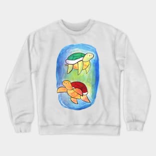 Swimming Watercolor Turtles Crewneck Sweatshirt